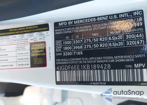 2019 Mercedes-Benz Gls 450 4Matic из США, поврежденный, VIN 4JGDF6EE1KB189428